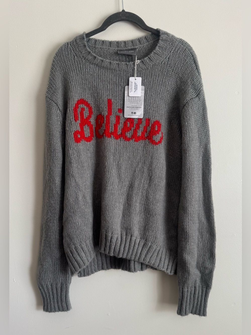 New Wooden Ships Believe Pullover Sweater Size Medium/Large